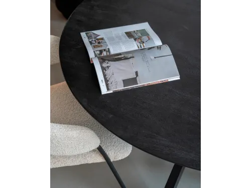 Vergadertafel Harper 130cm Rond Mango Zwart Spinpoot Zwart