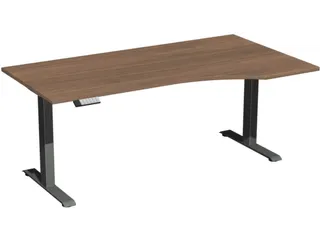 In hoogte verstelbaar bureau in vrije vorm,HxBxD 630-1280x1800x1000mm - 1