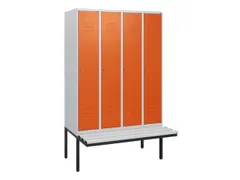 locker met bank,HxBxD 1950x1200x815mm,4vak,vak B 300mm,cil.-slot