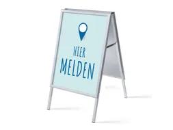 Stoepbord A1 complete set met print "Hier melden" Blauw