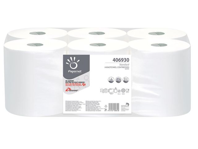 Handdoekpapier 1-laags Centerfeed Wit Cellulose | HanddoekDispensers.be
