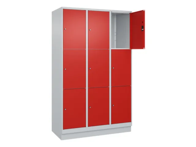 lockerkast,HxBxD 1950x1200x500mm,3x3vakken,vak B 400mm,cil.-slot