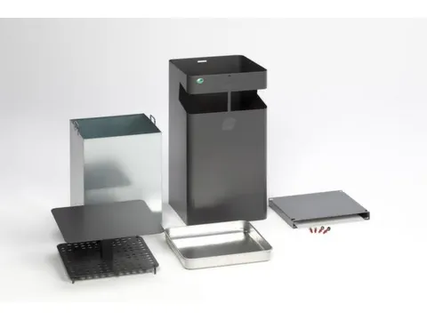 combi-asbak HxBxD 920x450x450mm afvalbak inhoud 72 liter ijzerkleurig