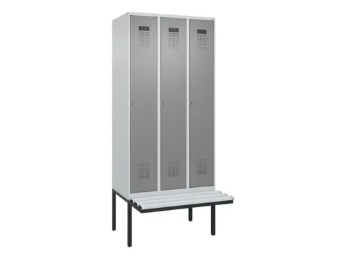locker met bank,HxBxD 2120x900x815mm,3vak,vak B 300mm,cilinderslot
