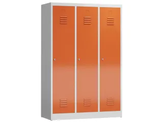 garderobekast 1800x1185x500mm 3vak klink sokkel romp RAL7035 RAL3000 - 1