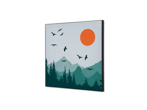 Wanddecoratie Textiel Set 40x40cm Zon en Vogels
