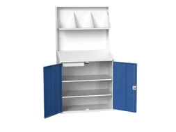 lessenaarkast achterwand 2000x1050x550mm 2 legbord/1lade/plank RAL5010