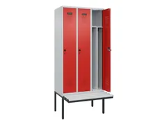 locker met bank,voor scheiding van kleding,HxBxD 2120x900x815mm,3vak