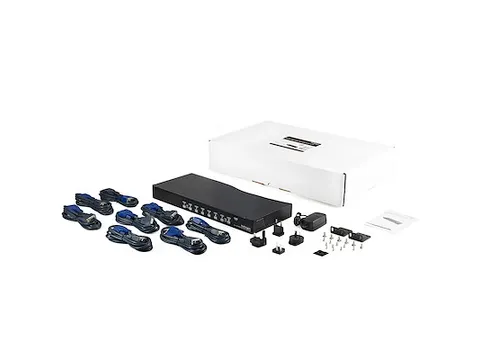 8-poort 1U-Rack USB KVM-switch met OSD en Bekabeling
