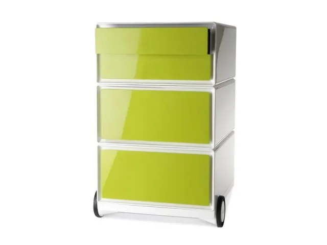 Verrijdbaar Ladeblok 642x390x436mm 4laden Romp Wit Front Groen
