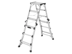 Telescopische dubbele ladder,beide zijden,2x4-6sporten/treden