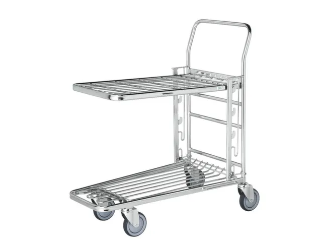 Ruimtebesparende Wagen,Draagverm. 300Kg,Stalen Schorenplaat,Duwbeugel