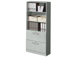 Combikast 3 Legborden 3OH 2 Hangmappenframe 2000x800x420mm Grijs