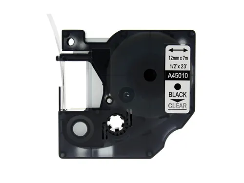 Labeltape Dymo Compatible 45010 D1 12mmx7m Zwart Op Transparant