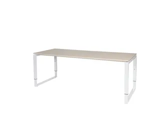 Domino Plus Bureau Hoogte Verstelbaar 2000x800mm Grijs 25mm Wit O-Poot - 1