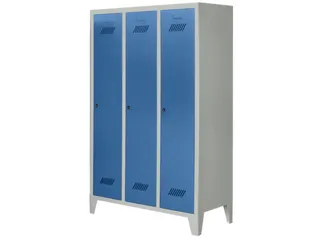 lockerkast v. kinderen,HxBxD 1600x930x500mm,3vak,RAL7035,front RAL5012 - 2