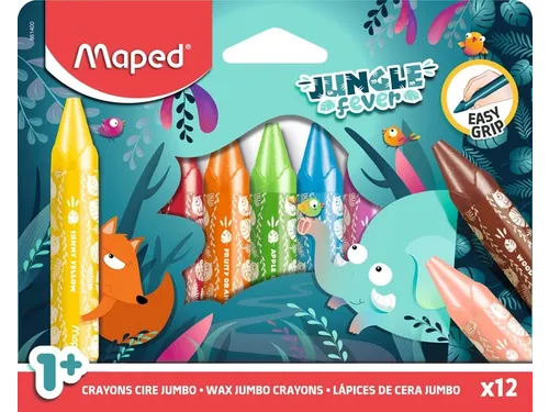 Waskrijt Maped Jungle Fever Jumbo set à 12 kleuren