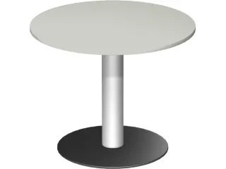 vergadertafel,HxØ 720x900mm,rond,schotelvoet RAL9006,blad lichtgrijs - 1