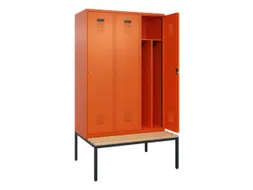 locker met bank,voor scheiding van kleding,HxBxD 2120x1200x815mm,3vak