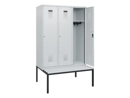 locker met bank,HxBxD 1950x1200x815mm,3vak,vak B 400mm,cilinderslot