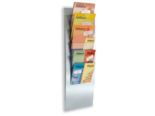 wandfolderhouder HxBxD 1020x310x100mm 6xDIN A4 reclamevlak zilver