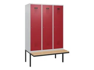 locker met bank,HxBxD 1950x1200x815mm,3vak,vak B 400mm,cilinderslot - 2