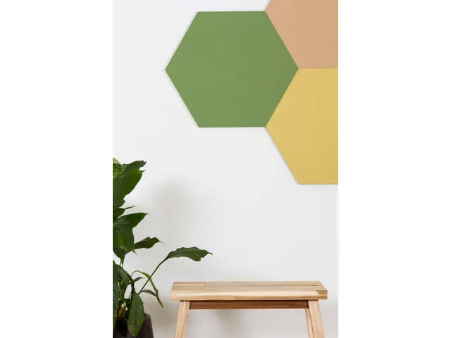 Prikbord Zeshoek Geel Kleur 2212 Bulletin Paneel Ø 60cm frameloos