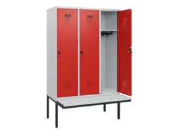 locker met bank,HxBxD 1950x1200x815mm,3vak,vak B 400mm,draaigrendel