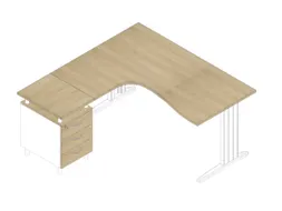 bureauset bureau staand ladeblok links 730x1600x1650mm C-voet eiken