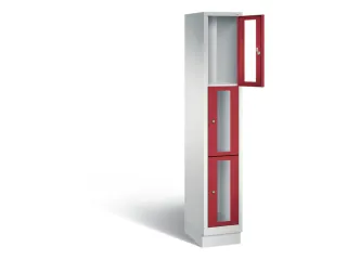Lockerkast 1800x320x500mm 1x3 vakken Cilinderslot, Sokkel, RAL3003 - 1