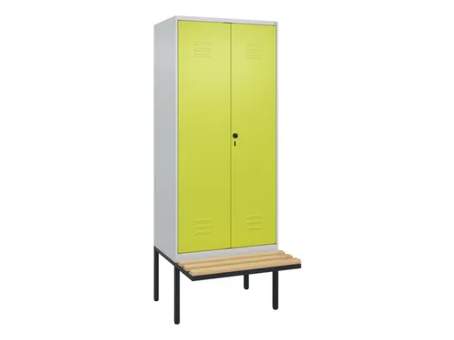 PBM-locker met bank,HxBxD 2120x800x815mm,2vak,vak B 400mm,draaigrendel