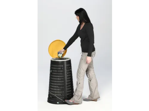 vuilniszakstandaard 120 liter HxØ 880x380-520mm romp PP zwart geel