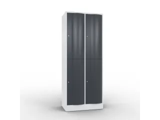 lockerkast cil.slot 1950x770x540mm 2x2 vakken RAL7035 front RAL7021 - 1