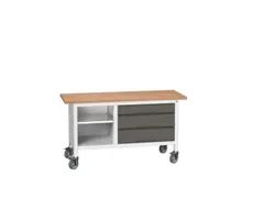 werkbank,HxBxD 830x1500x600mm,multiplexblad,uitrusting: 3laden,legbord