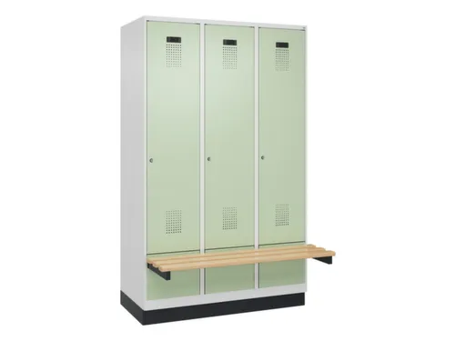 locker met bank,HxBxD 1950x1200x815mm,3vak,vak B 400mm,cilinderslot