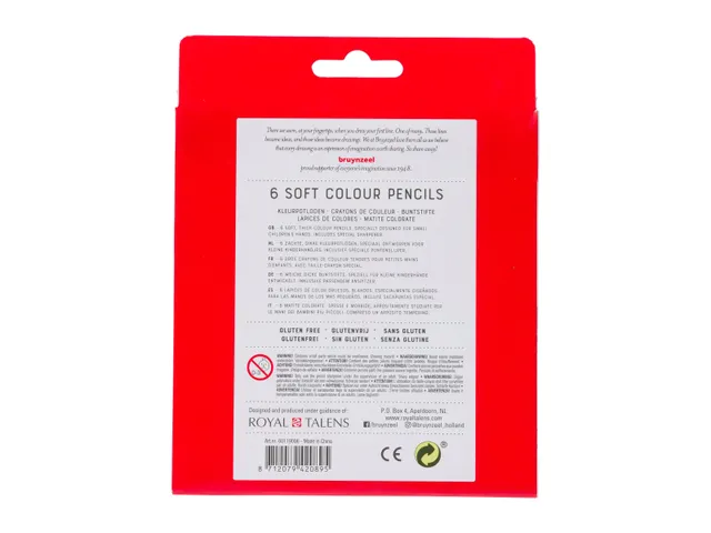 Crayon de couleur Bruynzeel Kids Soft + taille-crayon 6 couleurs