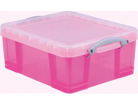 opbergdoos 18 liter XL transparant roze