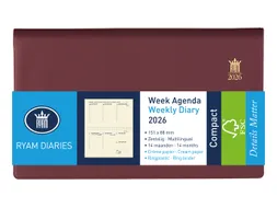 Agenda 2027 Ryam Compact Suprema 7dagen/2pagina's ringplastic bordeaux