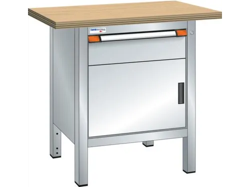 werkbank HxBxD 845x1000x700mm multiplexblad RAL7035 front RAL7035