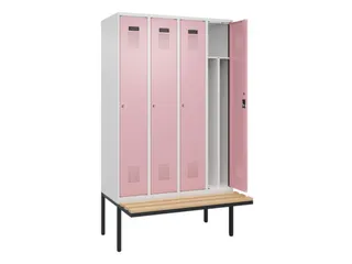 locker met bank,voor scheiding van kleding,HxBxD 2120x1200x815mm,4vak - 1