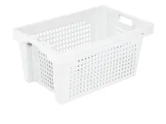 Euronorm Draaistapelbak 300x600x400mm Wanden/bodem Open Wit 50l