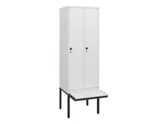 locker met bank,HxBxD 1950x600x815mm,2vak,vak B 300mm,draaigrendel
