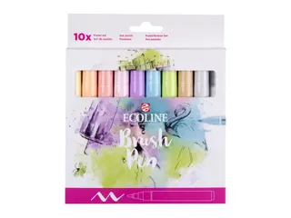 Brushpen Talens Ecoline Pastel blister à 10 stuks assorti - 1