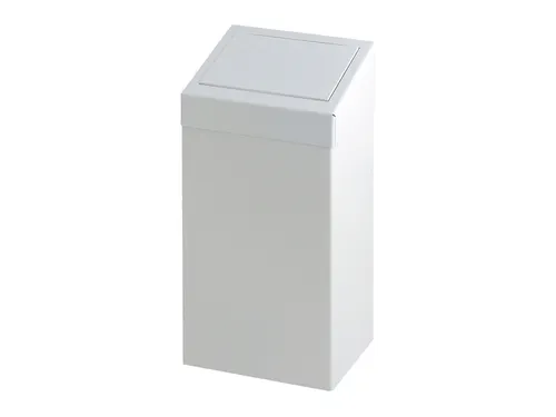 Afvalbak Vepa Bins met pushdeksel 50 liter metaal wit
