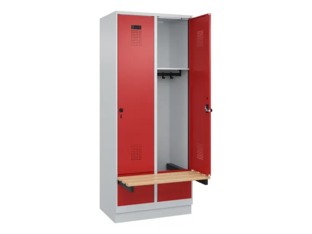 locker met bank,HxBxD 1950x800x815mm,2vak,vak B 400mm,draaigrendel