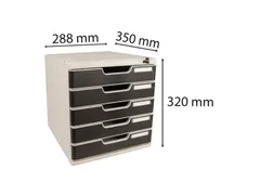 Ladenbox Modulo A4 5 Lades Afsluitbaar Met Sleutel Zwart