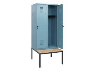 locker met bank,HxBxD 1950x800x815mm,2vak,vak B 400mm,draaigrendel - 1