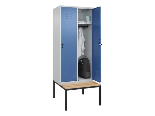 locker met bank,HxBxD 2120x800x815mm,2vak,vak B 400mm,draaigrendel