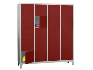 lockerkast,HxBxD 1850x1600x500mm,4x5vakken,RAL7035,front RAL3000 - 2