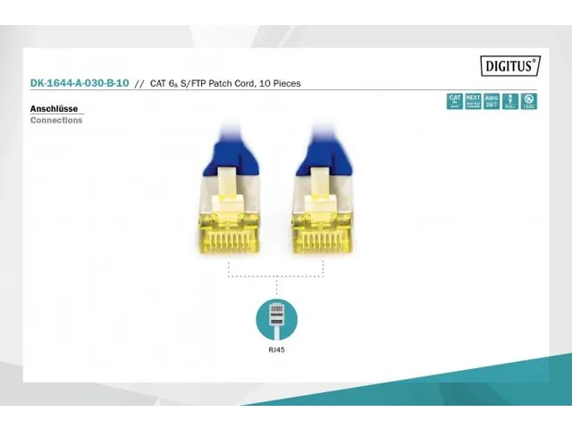 CAT 6A S/FTP PATCH CORD 10P AWG 26/7 3m